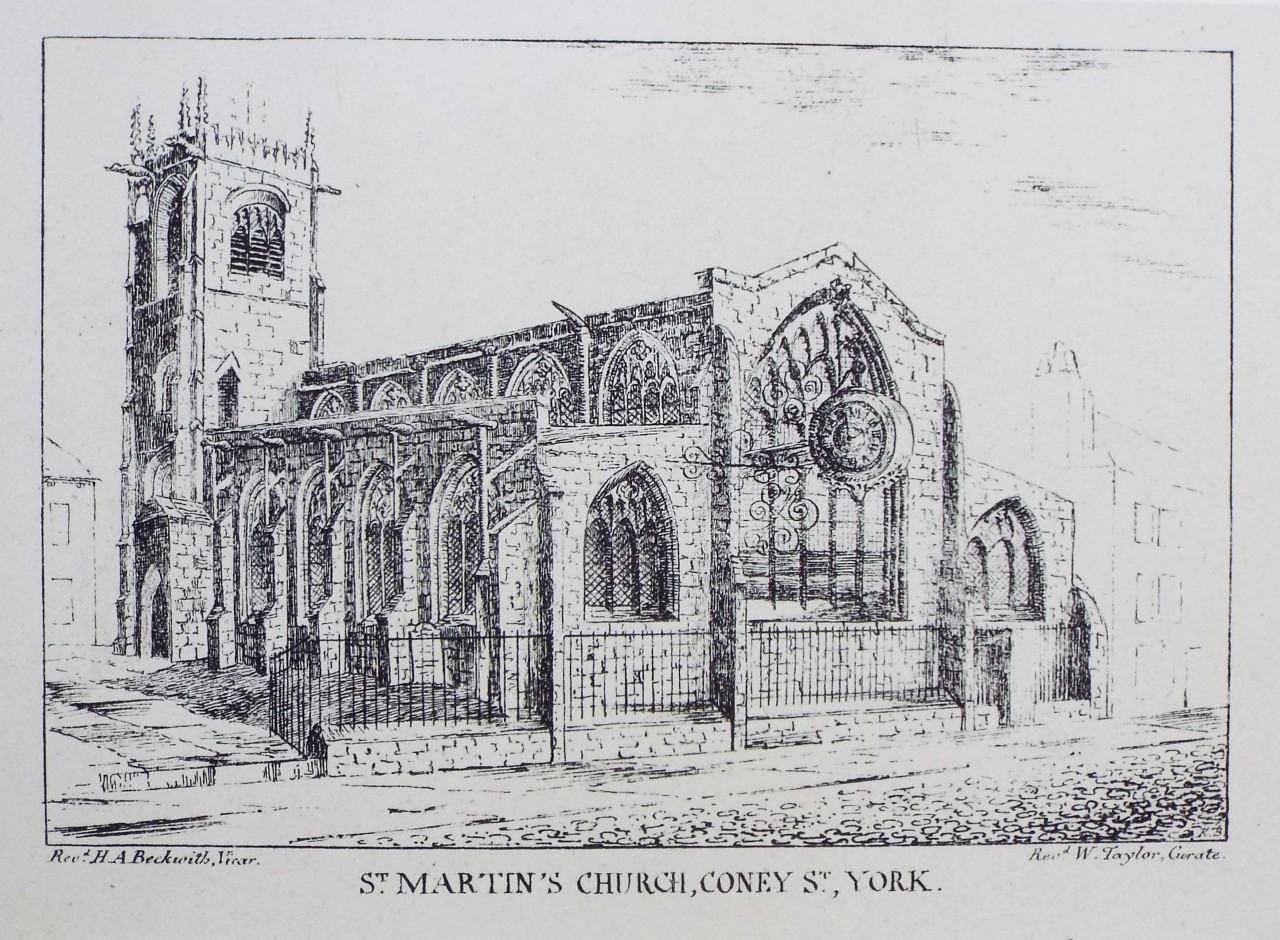 Lithograph - St. Martin's Church, Coney St., York.