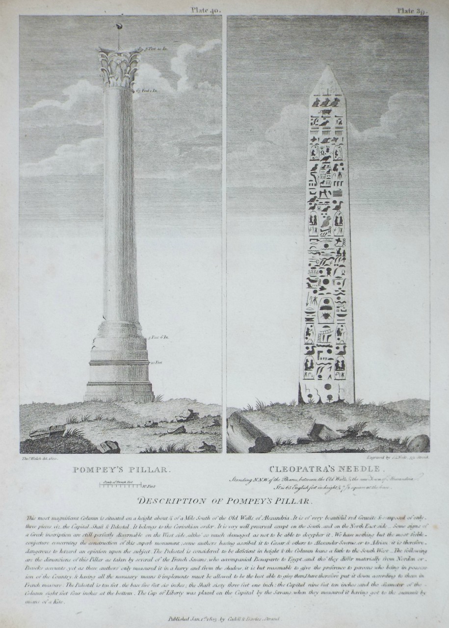 Print - Pompey's Pillar. Cleopatra's Needle. - Neele