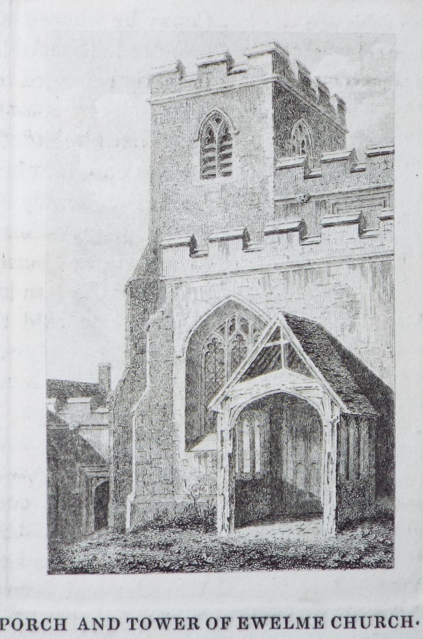 Print - Porch and Tower of Ewelme Church.