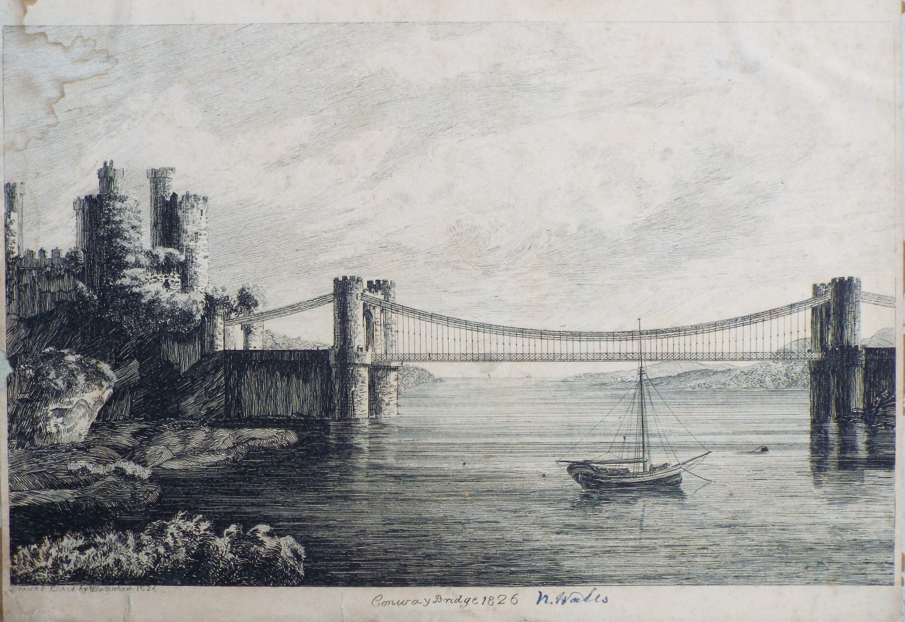 Etching - Conway Bridge 1826 - Batenham