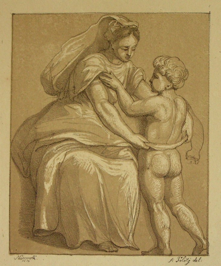 Aquatint - (Seated woman with naked boy) - 