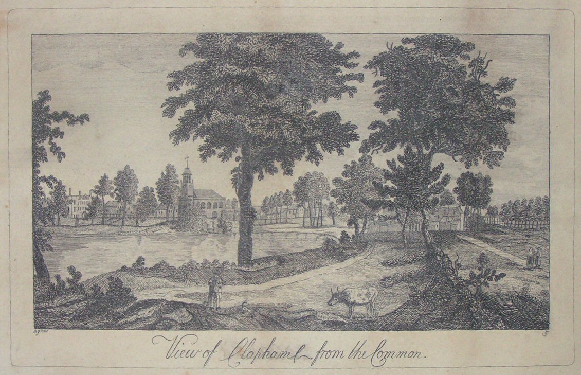 Etching - View of Clapham from the Common