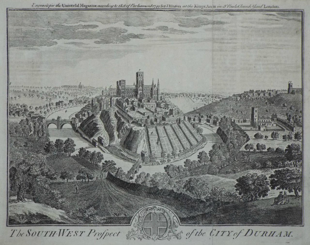 Print - The South-West Prospect of the City of Durham.