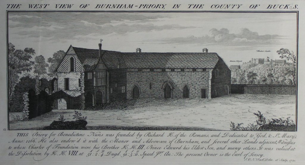 Print - The West View of Burnham-Priory in the County of Bucks - Buck