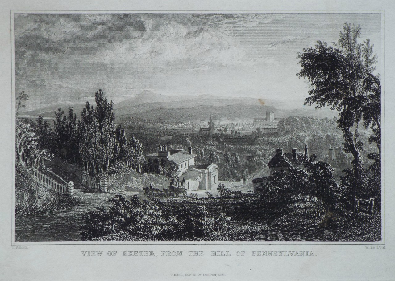 Print - View of Exeter, from the Hill of Pennsylvania. - Le