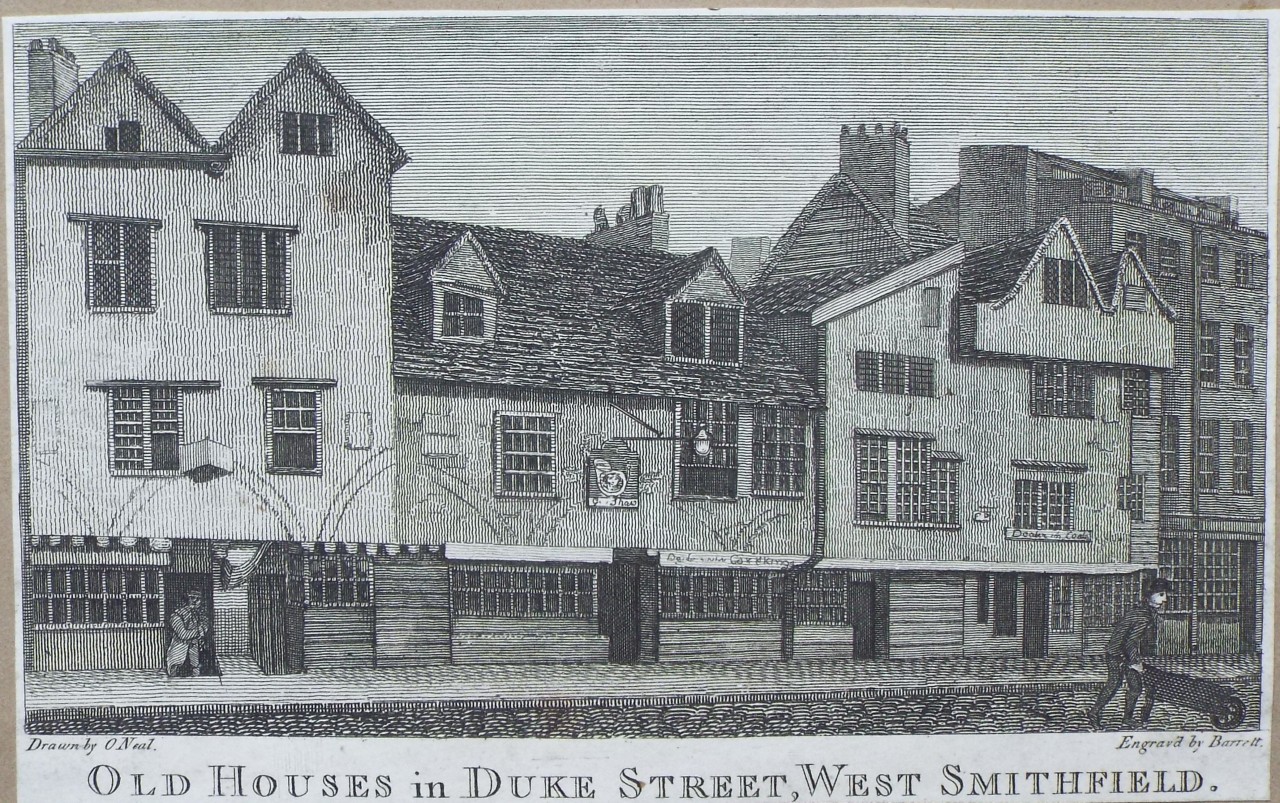 Print - Old Houses in Duke Street, West Smithfield. - 