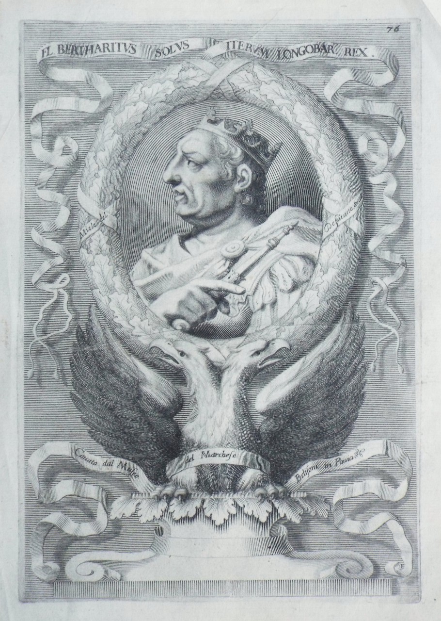 Print - Fl. Bertharitus Solus Iterum Longobar. Rex. 
Canato dal Muse del Marchese Belifoni in Pavia. - De