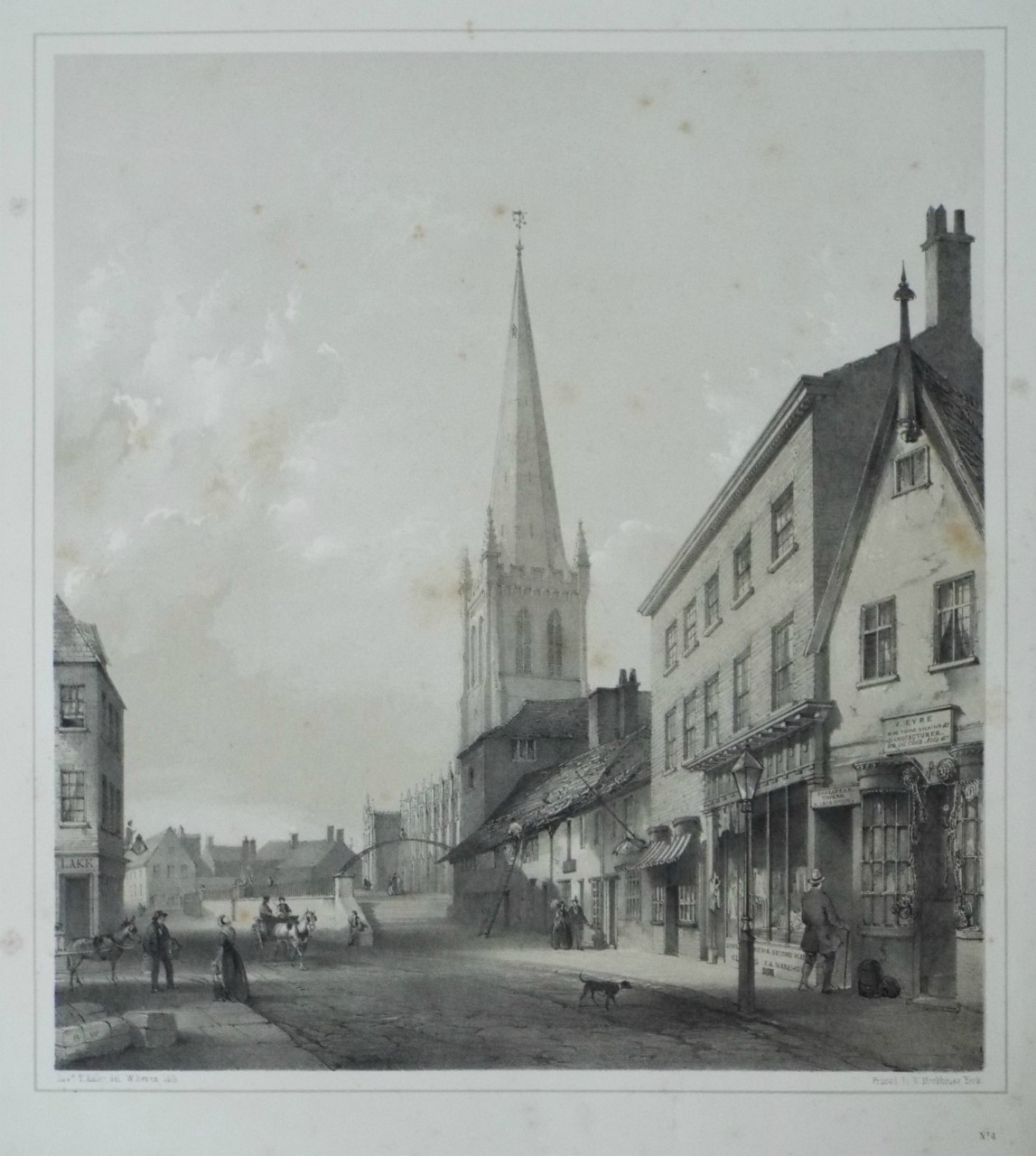 Lithograph - (Wakefield - Kirkgate below the Church Steps) - Bevan