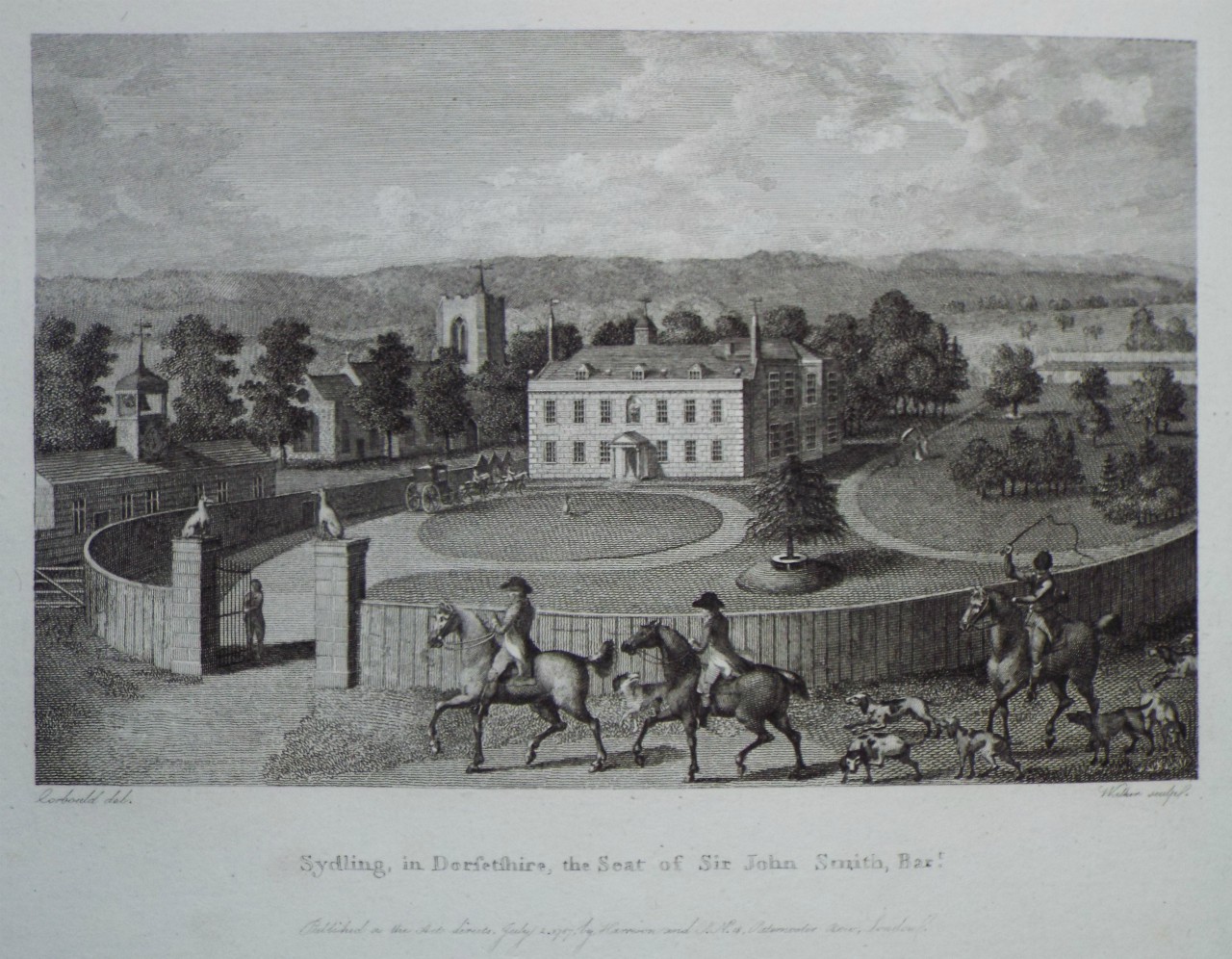 Print - Sydling, in Dorsetshire, the Seat of Sir John Smith, Bart. - 