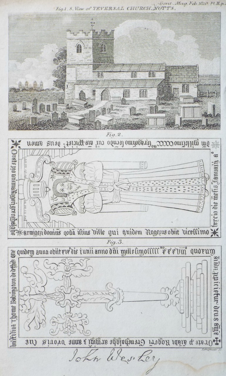 Print - S. View of Teversal Church, Notts.