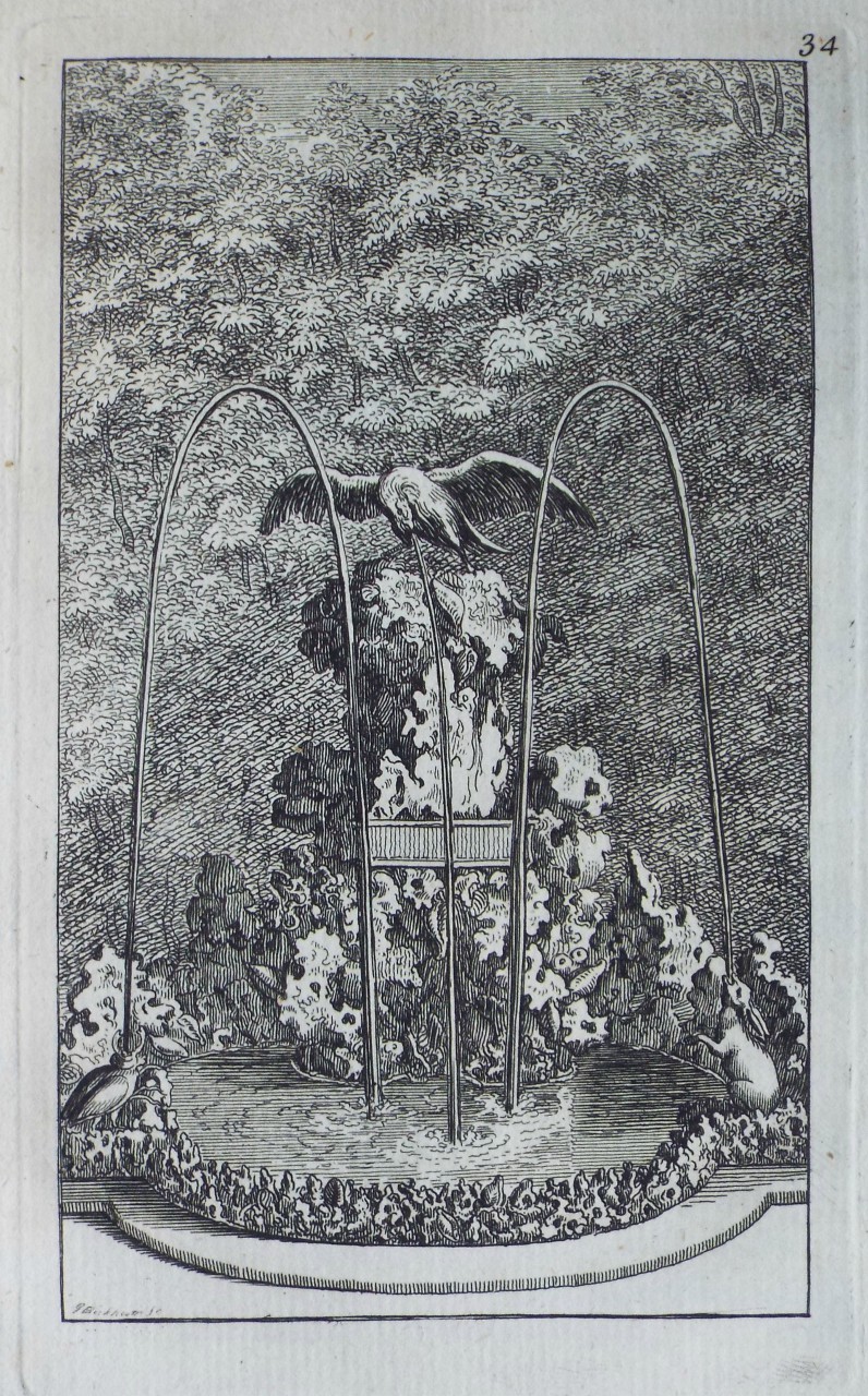 Print - The Eagle and the Beetle Fountain in the Labyrinth of Versailles - Bickham