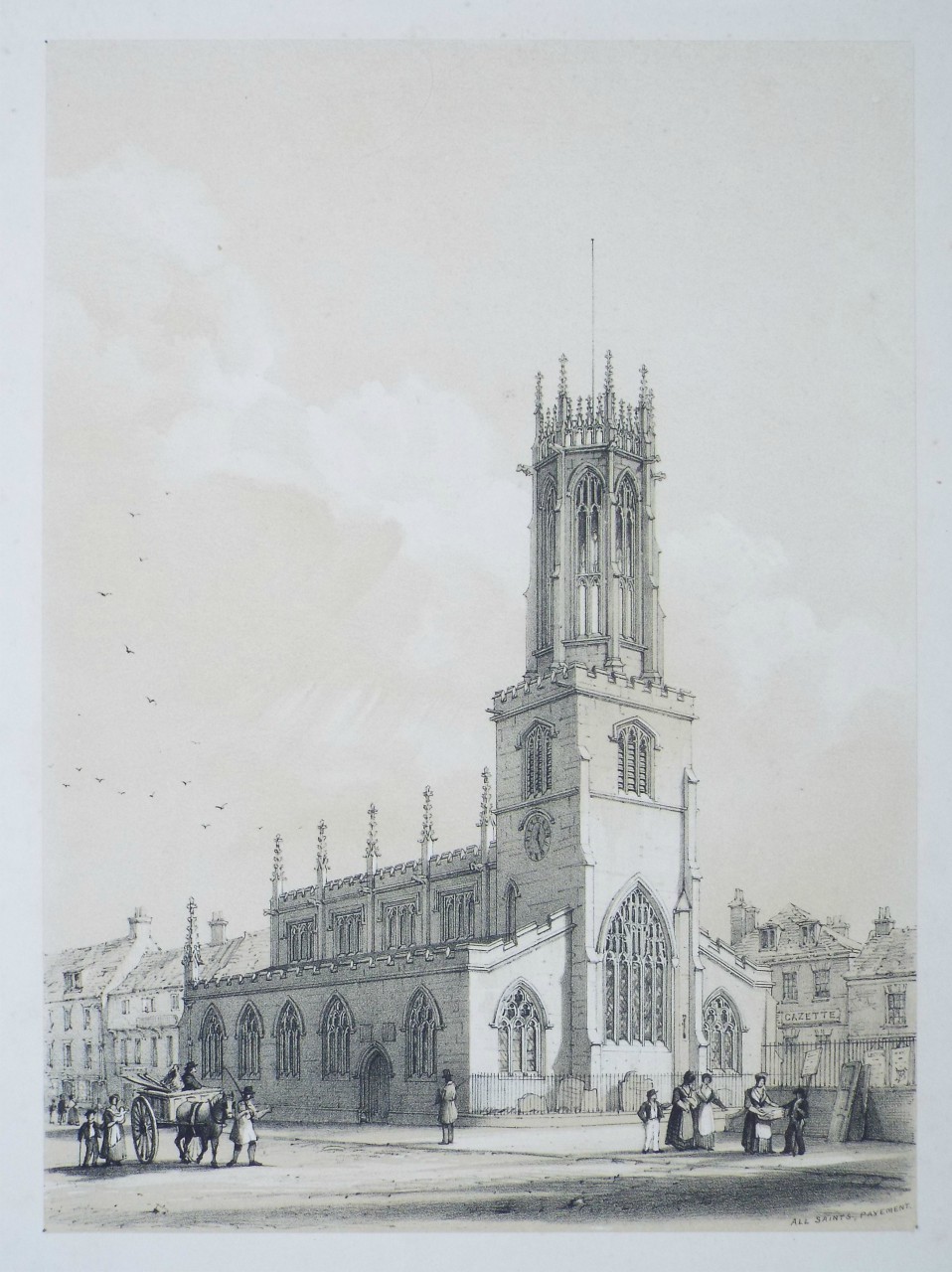 Lithograph - All Saints, Pavement. - Monkhouse