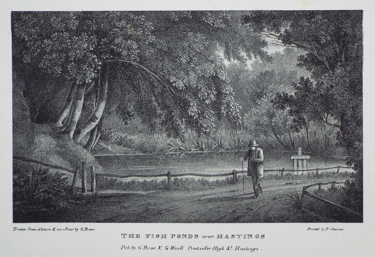 Lithograph - The Fish Ponds near Hastings. - Rowe