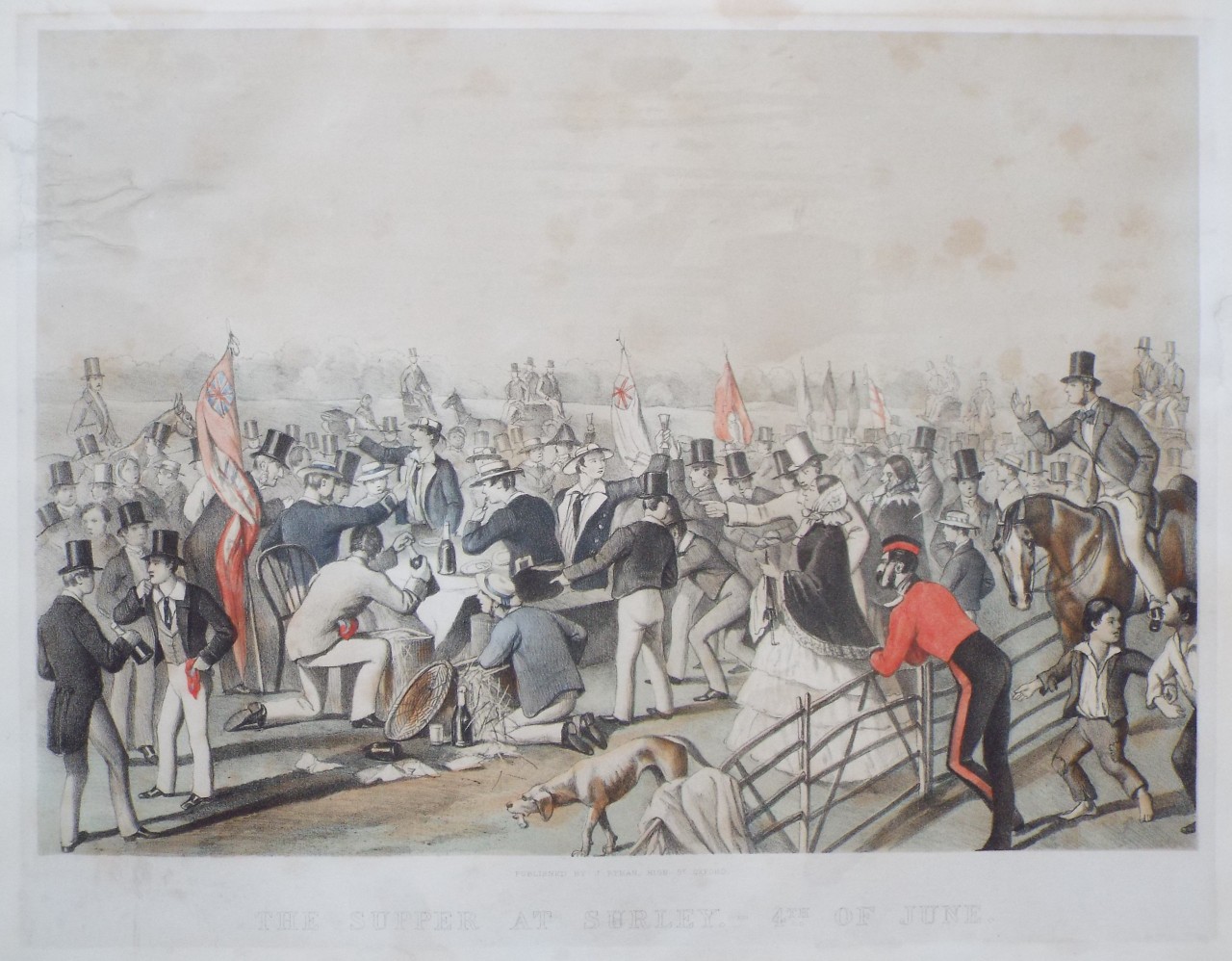 Lithograph - The Supper at Surley. - 4th of June.