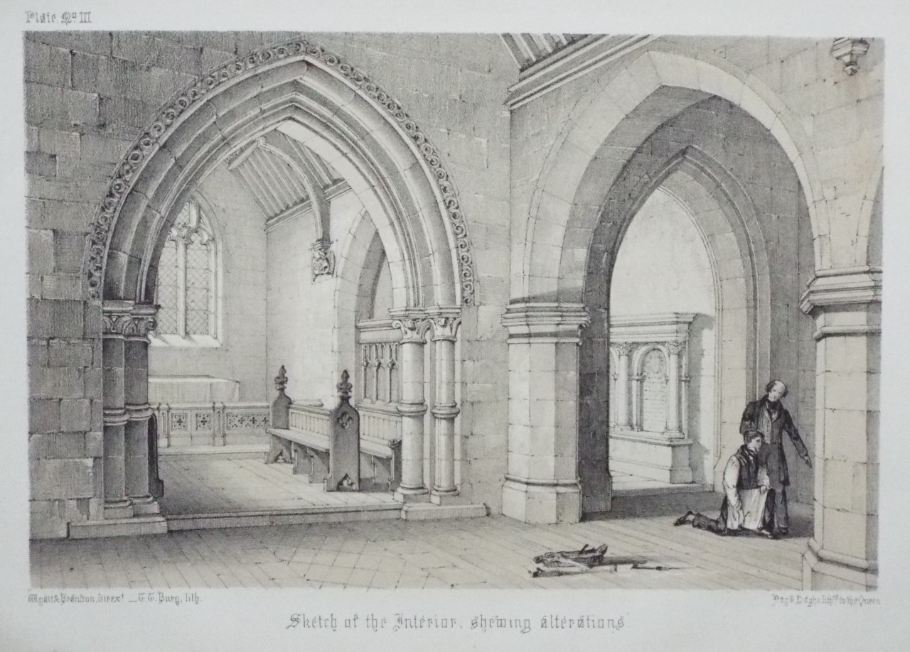 Lithograph - Sketch of the Interior, shewing alterations. - Bury