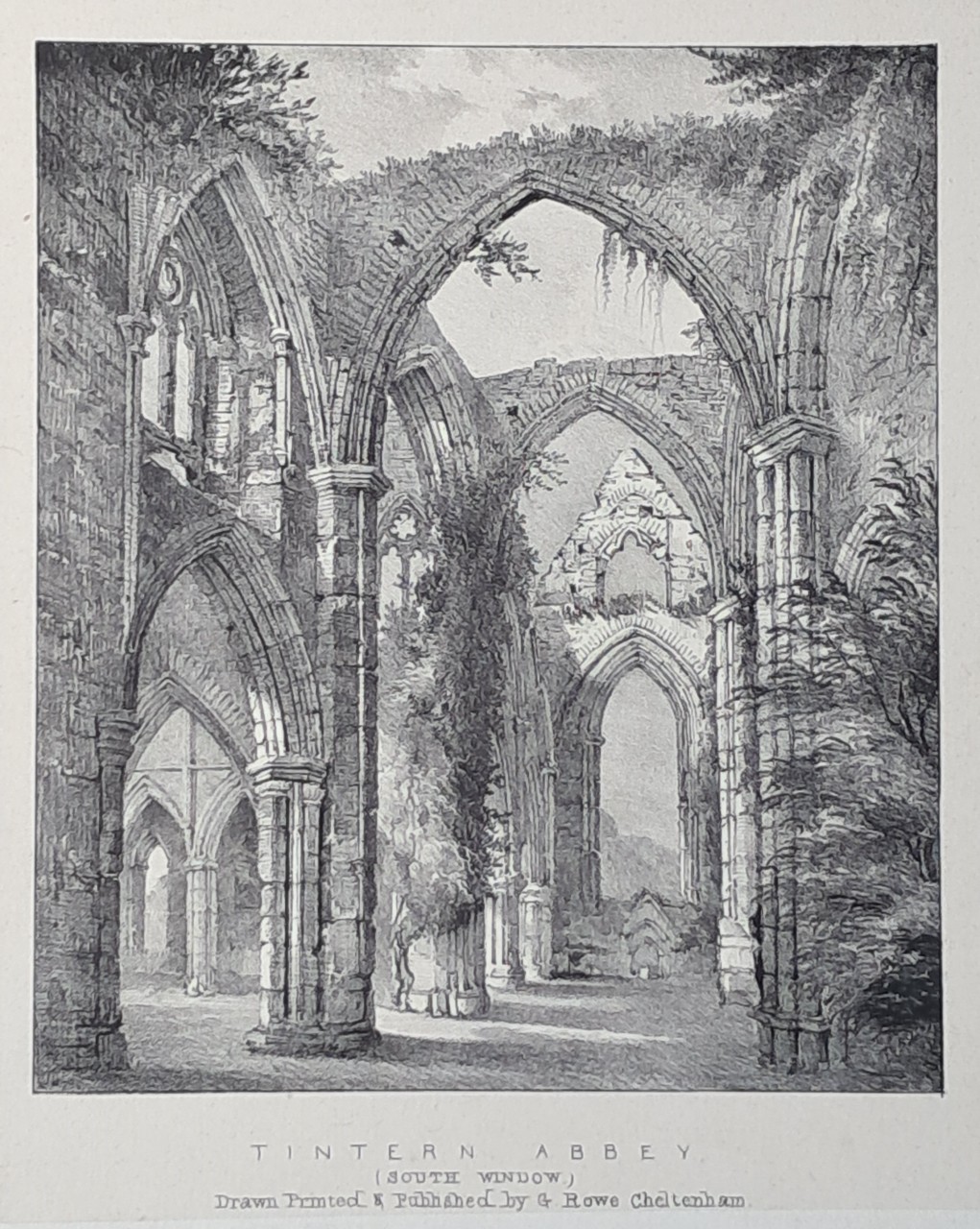 Lithograph - Tintern Abbey (South Window) - Rowe