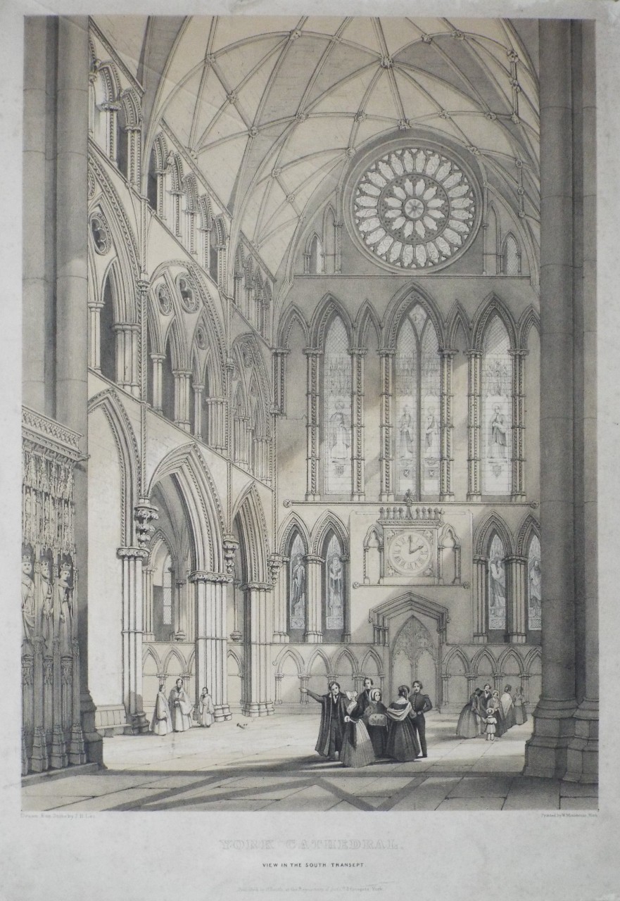 Lithograph - York Cathedral. View in the South Transept. - Lea