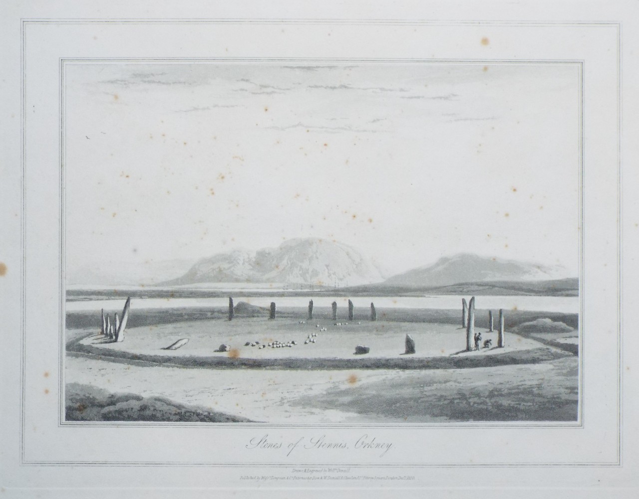 Aquatint - Stones of Stennis, Orkney. - Daniell