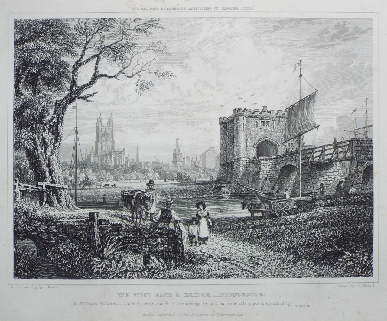 Print - The West Gate & Bridge. Gloucester. - Varral
