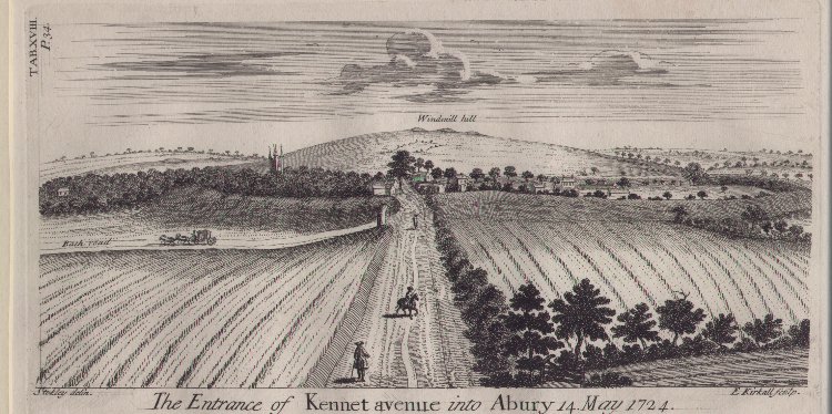 Print - The entrance of Kennet Avenue into Abury 14 May 1724 - Kirkall