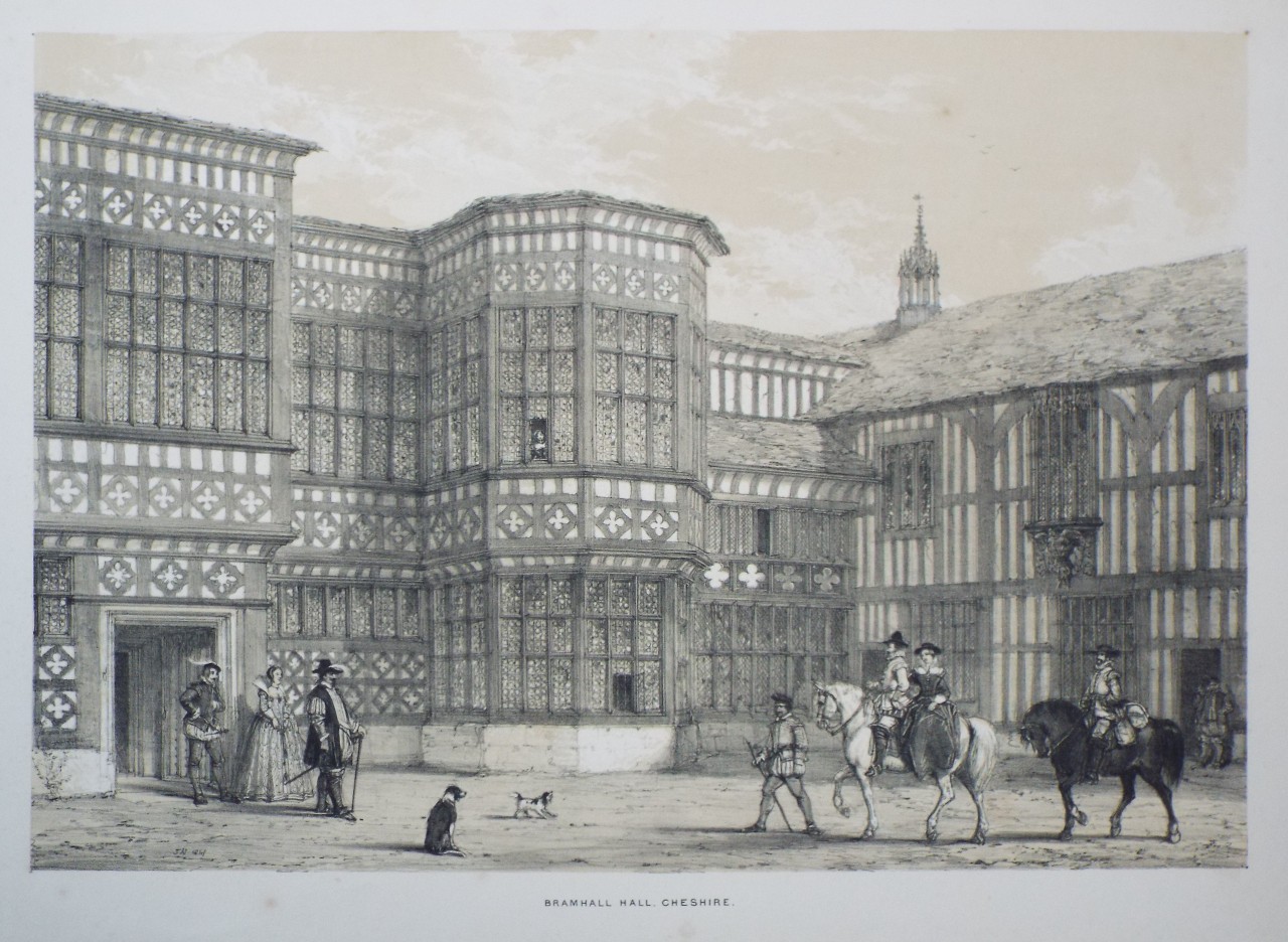 Lithograph - Bramhall Hall, Cheshire. - Nash