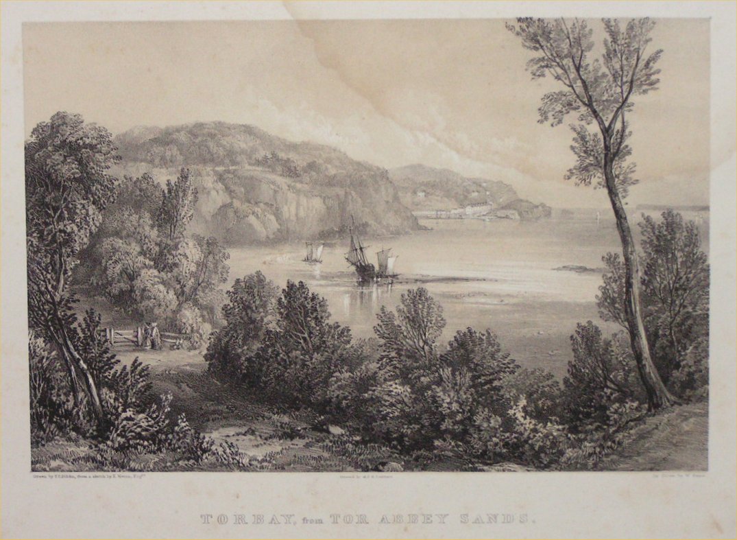 Lithograph - Torbay from Tor Abbey Sands - Gauci