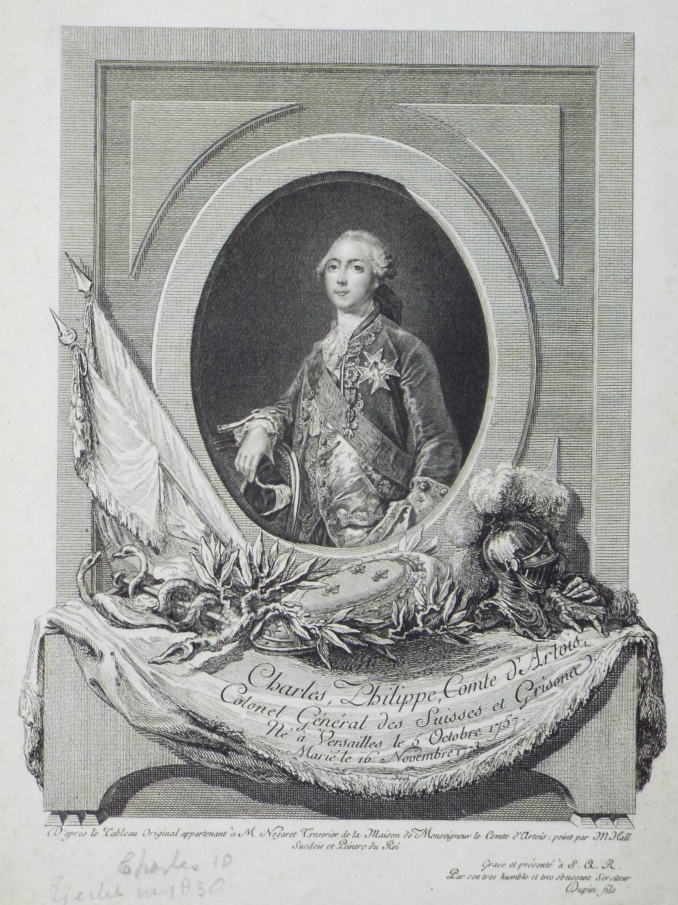 Print - Charles, Philippe, Comte d'Artois, Colonel General des Suisses et Grisona