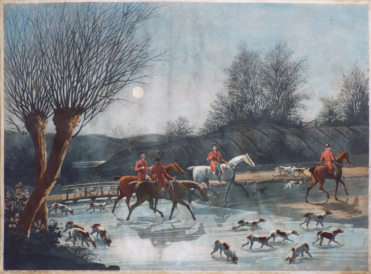 Aquatint - Returning Home by Moonlight - Havell