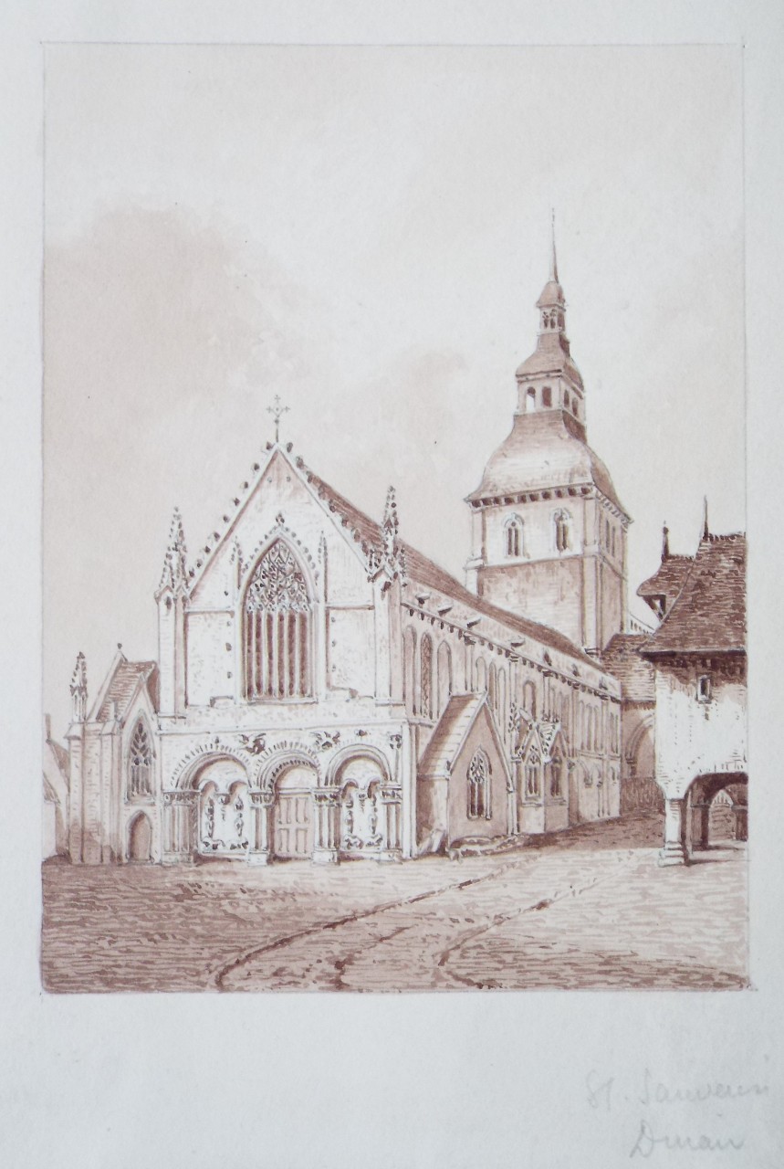 Grey wash watercolour - Saint Sauveur