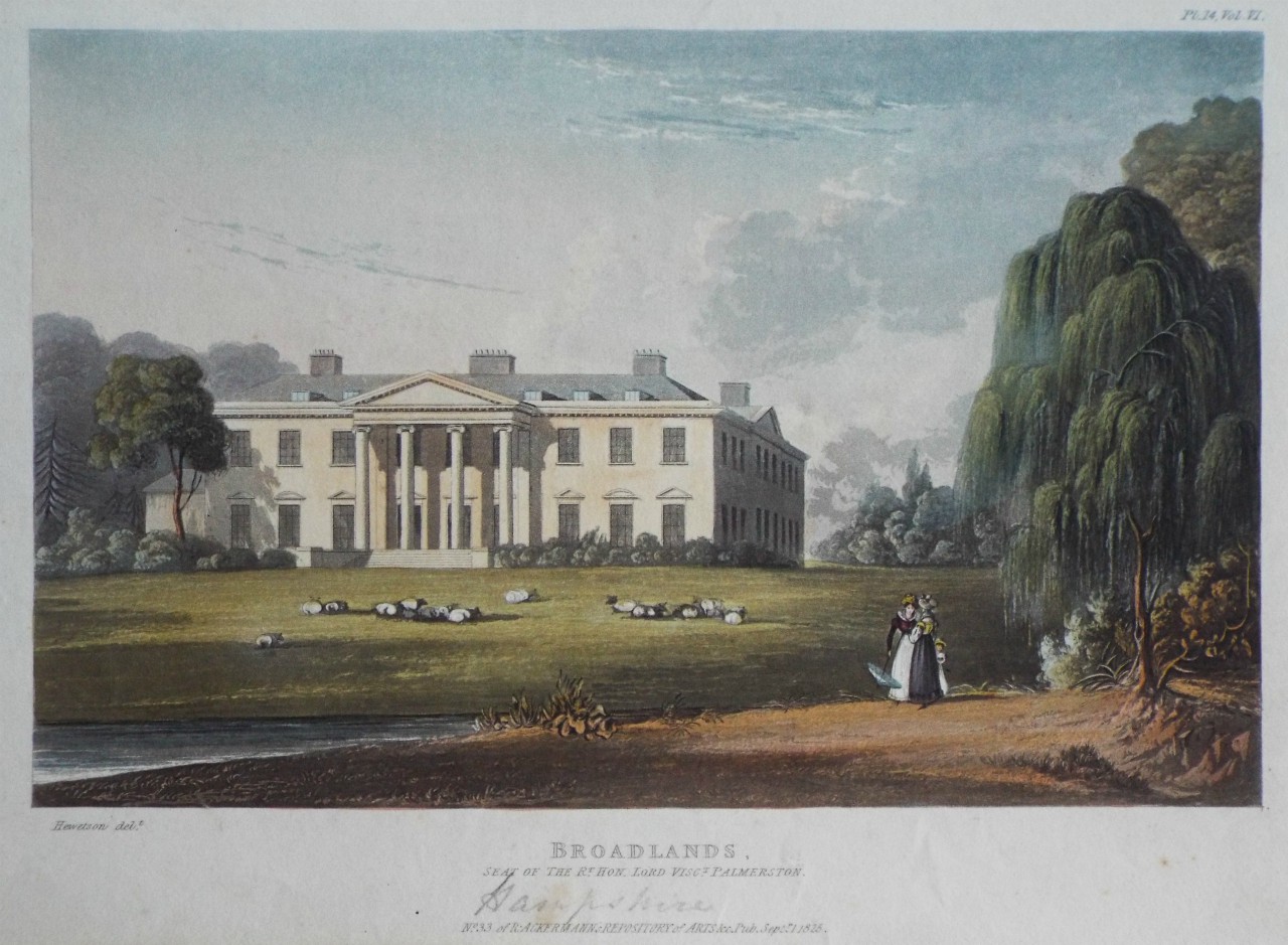 Aquatint - Broadlands, Seat of the Rt. Hon. Lord Visct. Palmerston.