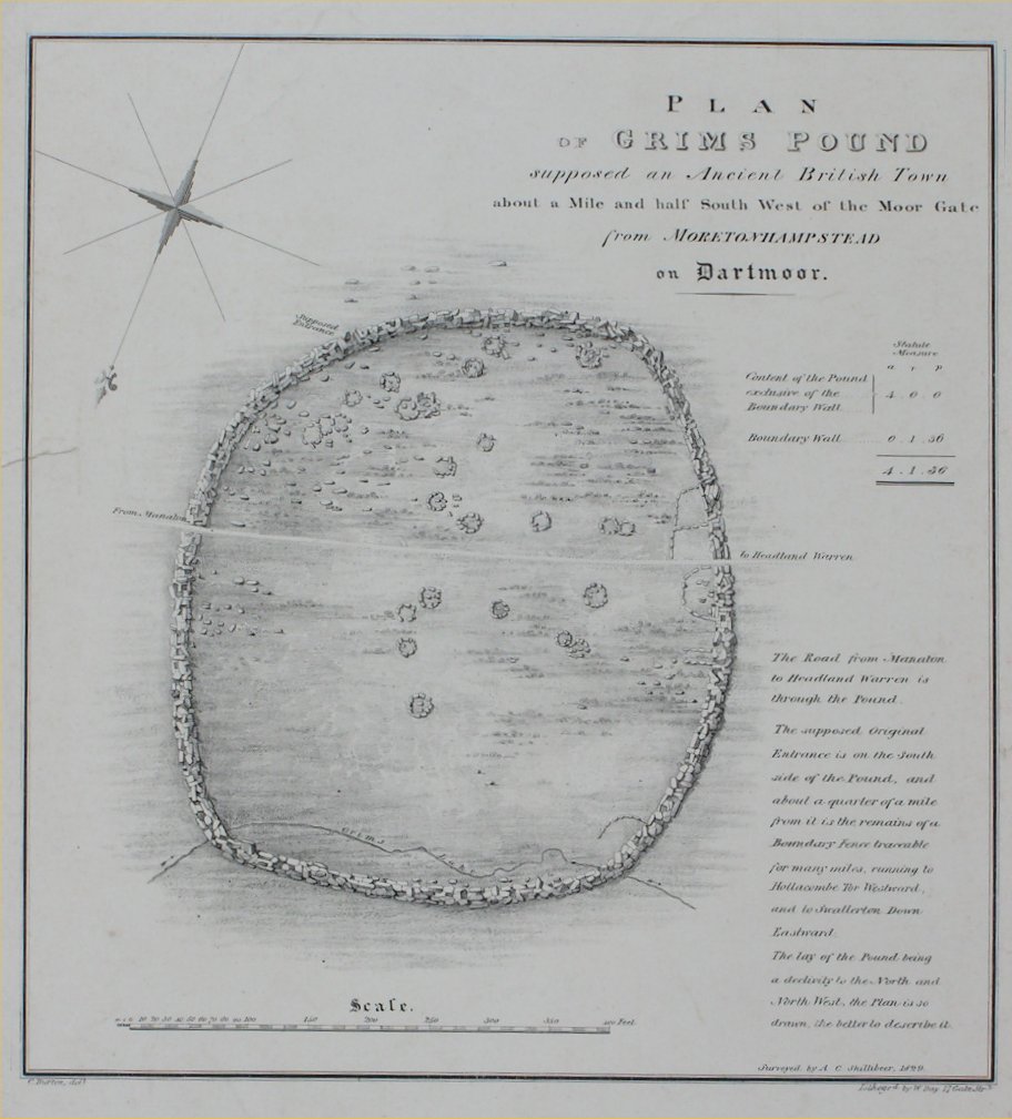Lithograph - Plan of Grims Pound... on Dartmoor - Day
