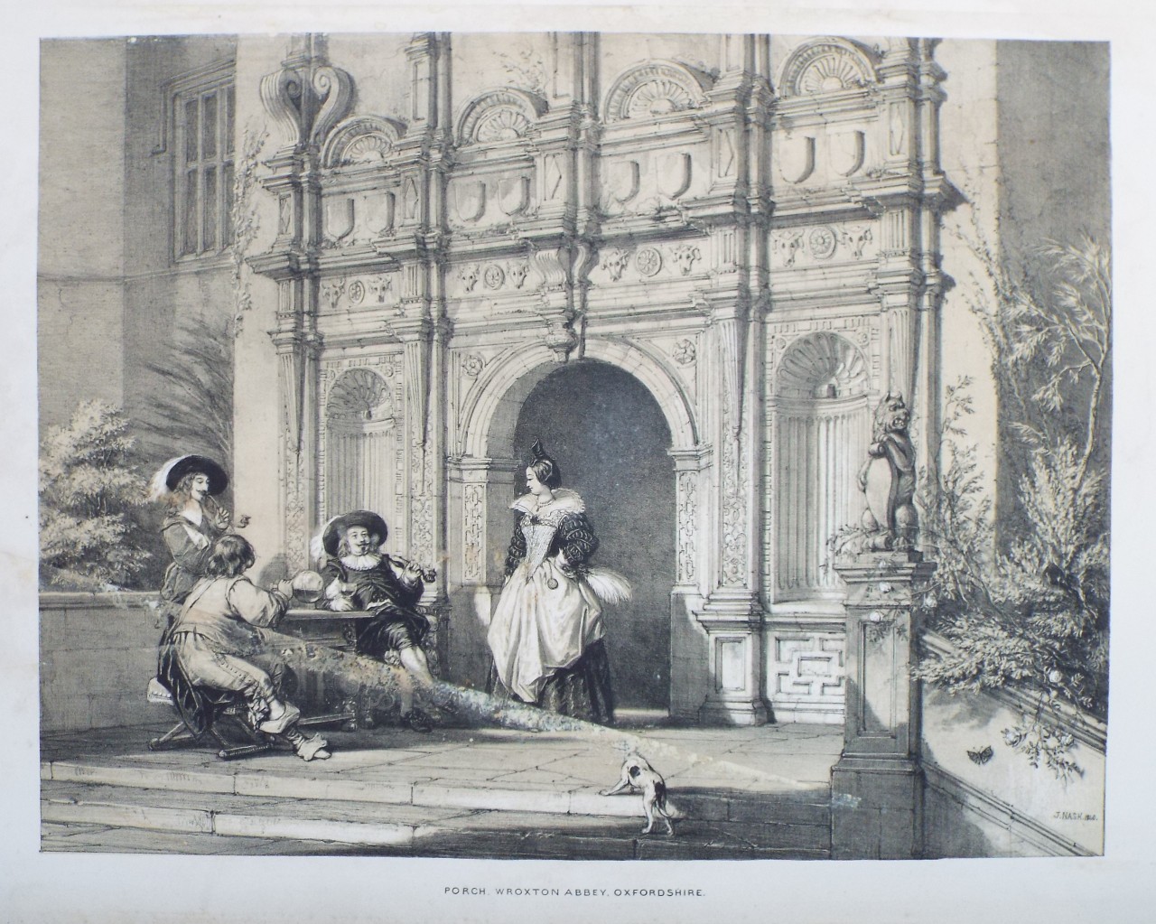 Lithograph - Porch, Wroxton Abbey, Oxfordshire - Nash