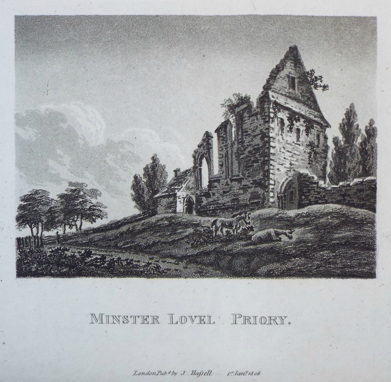 Aquatint - Minster Lovel Priory - Hassell