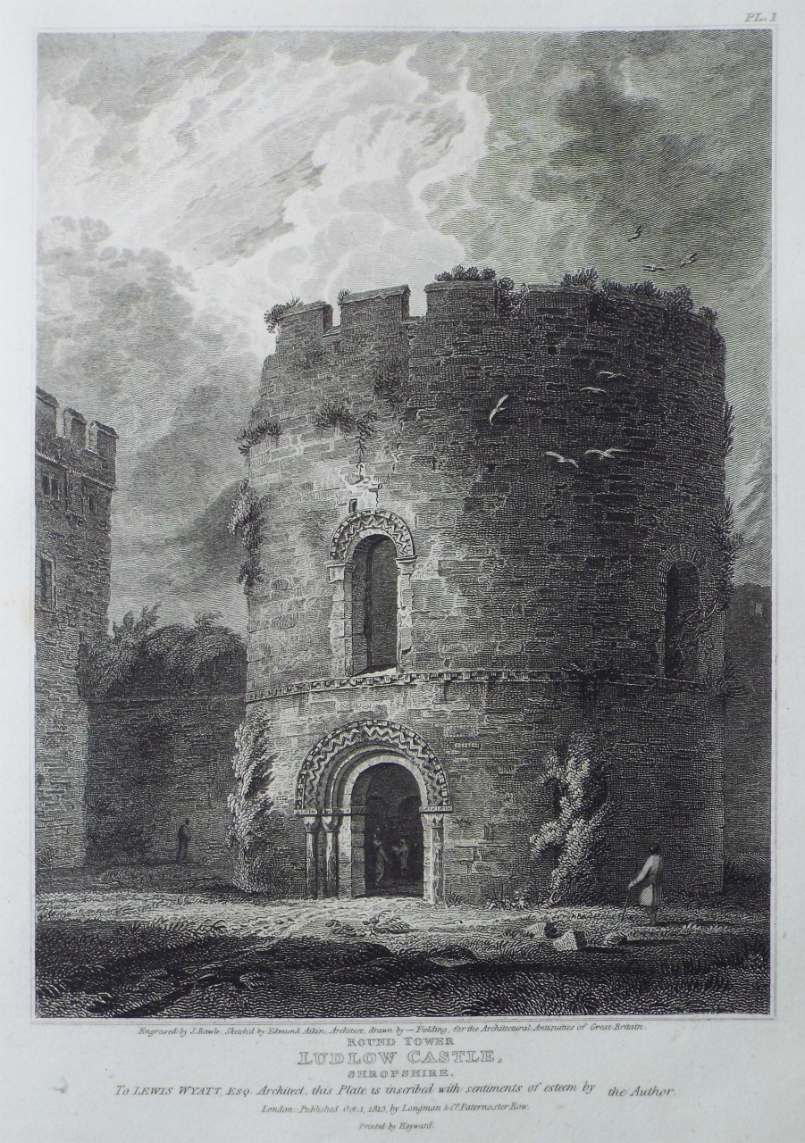 Print - Round Tower Ludlow Castle, Shropshire. - Rawle
