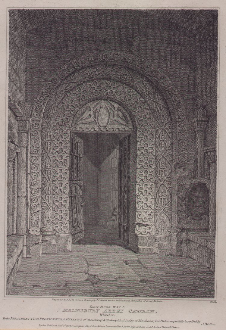 Print - Inner Door-way to Malmsbury Abbey-Church, Wiltshire - Roffe