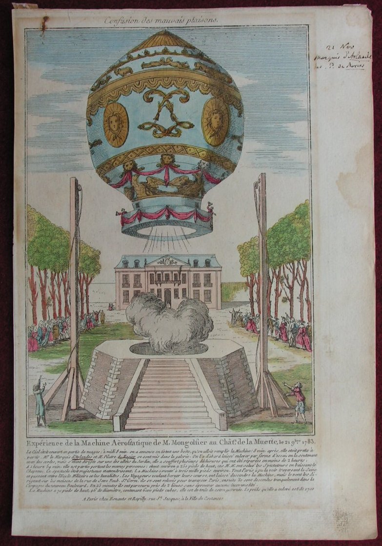 Wood - Experience de la Machine Aerostatique de M.Montgolfier au Chat de la Muette, le 21 9bre 1783 - Esnauts