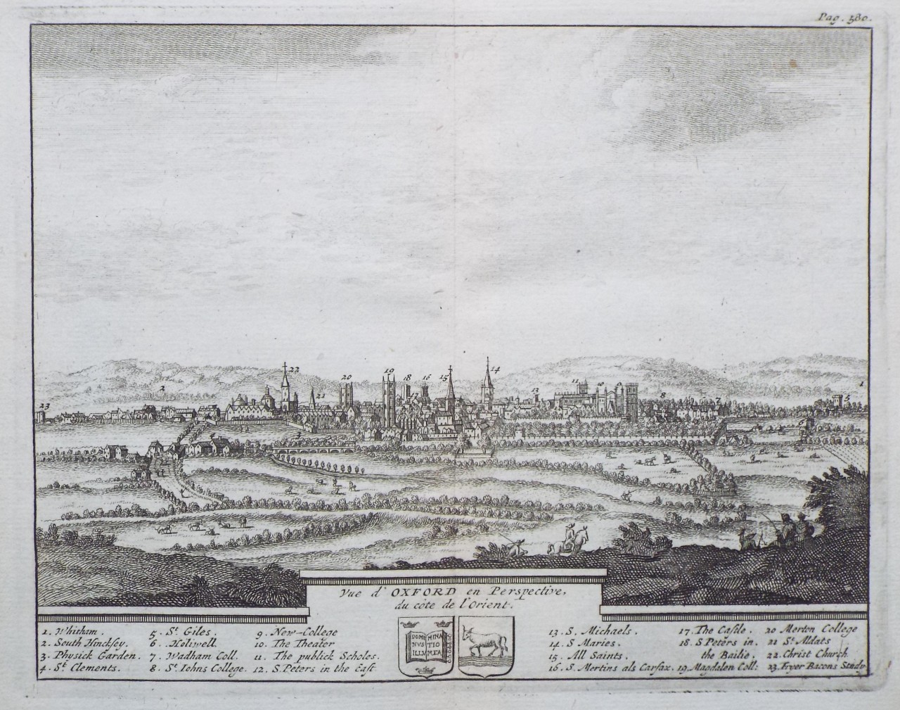 Print - Vue d'Oxford en Perspectiv,e de cote de l'Orient.