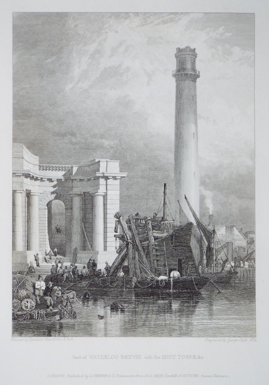 Print - Part of Waterloo Bridge with the Shot Tower, &c. - Cooke