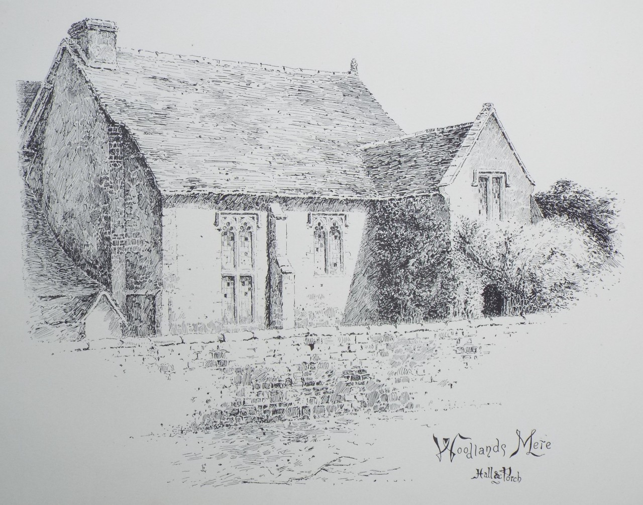 Lithograph - Woodlands Mere Hall & Porch
