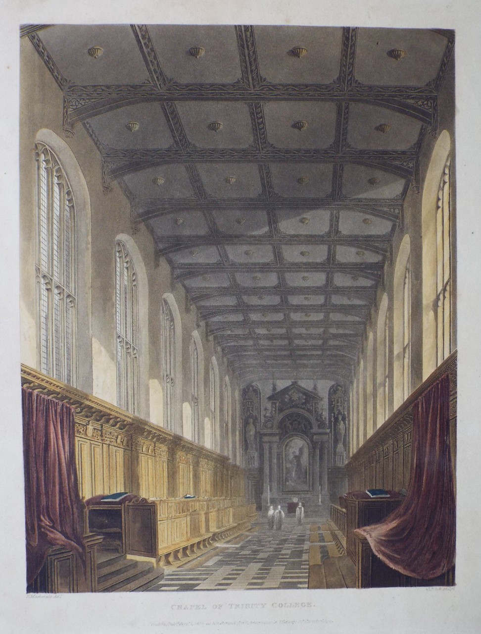 Aquatint - Chapel of Trinity College. - Bluck