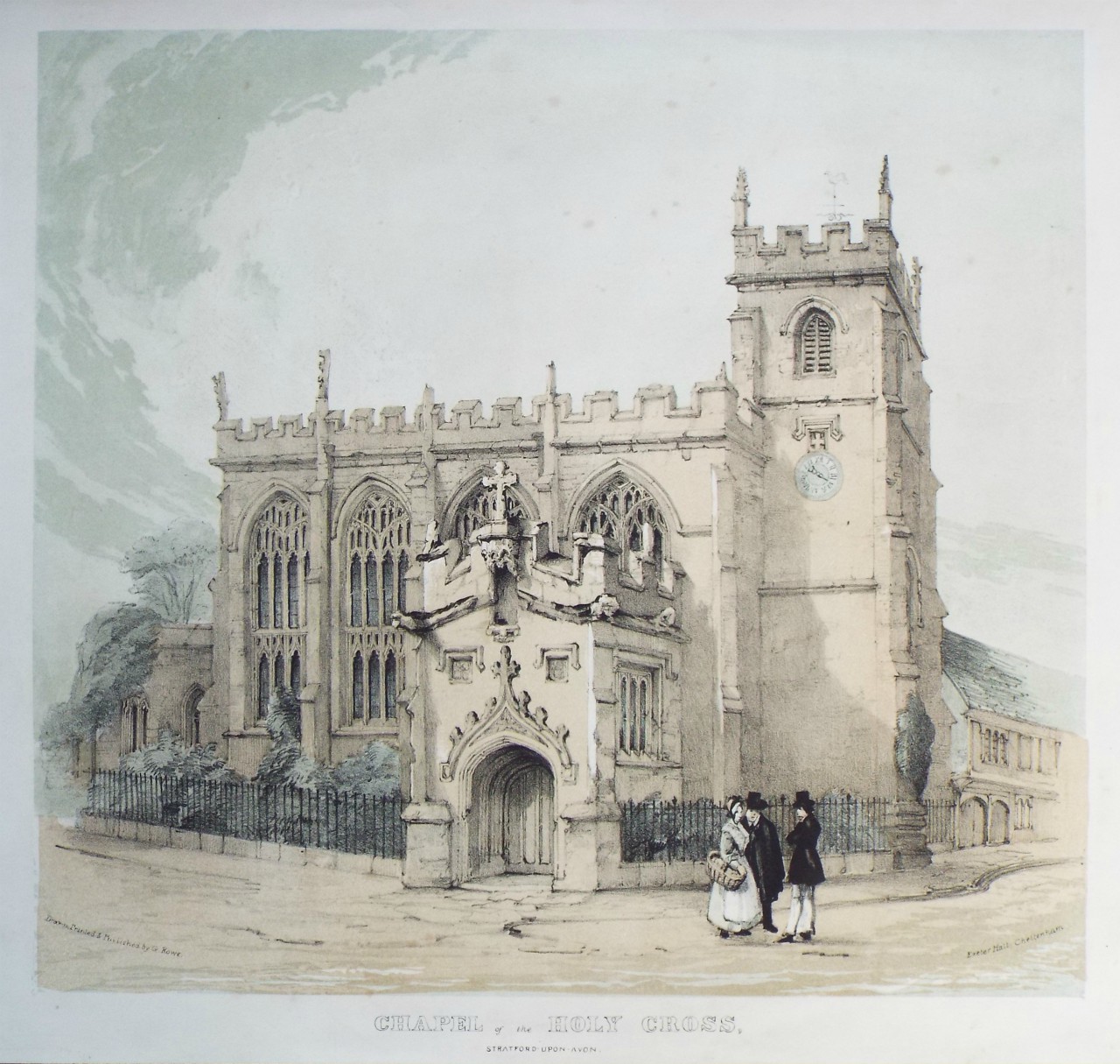 Lithograph - Chapel of the Holy Cross, Stratford-upon-Avon - Rowe