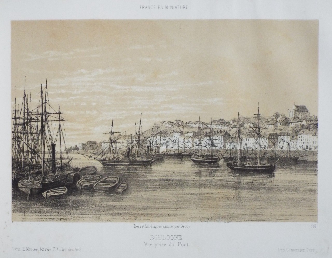 Lithograph - Boulogne Vue pris du Pont - 