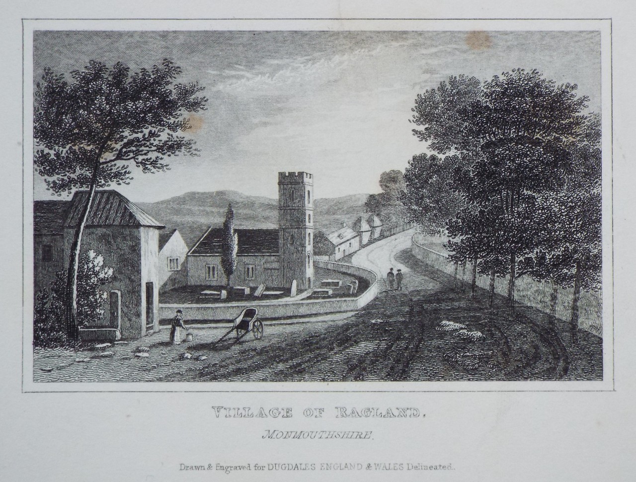 Print - Village of Ragland, Monmouthshire.