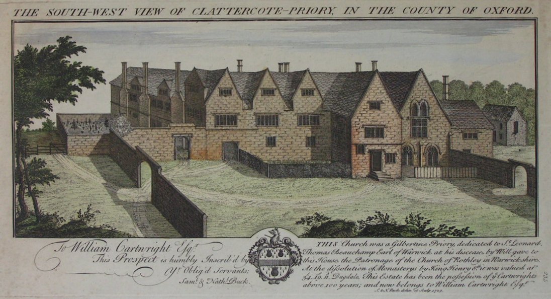 Print - The South West View of Clattercote-Priory in the County of Oxford - Buck