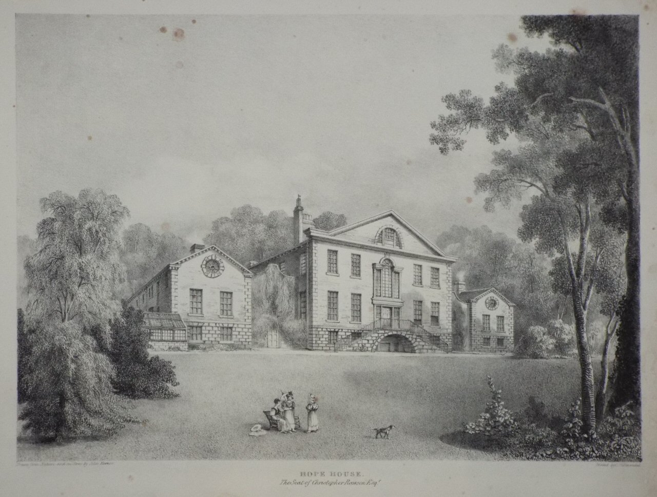 Lithograph - Hope House. The Seat of Christopher Rawson Esqr. - Horner