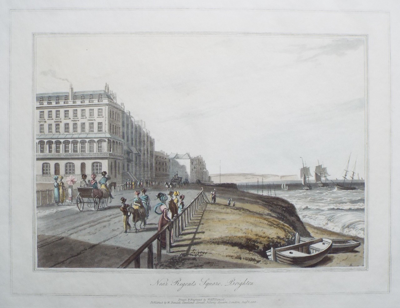 Aquatint - Near Regent's Square, Brighton. - Daniell