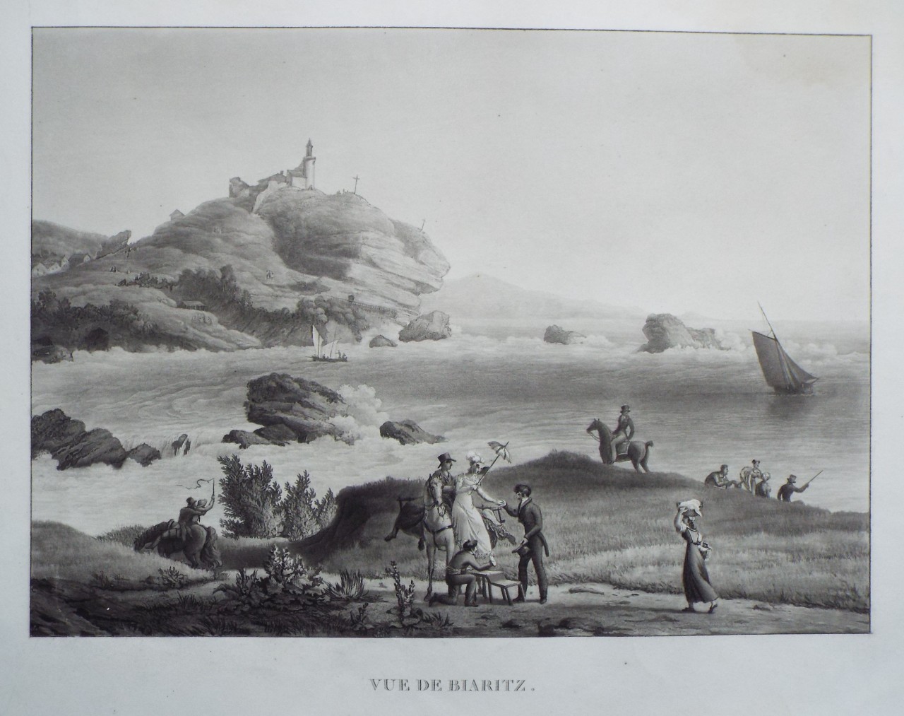 Aquatint - Vue de Biaritz - Garneray