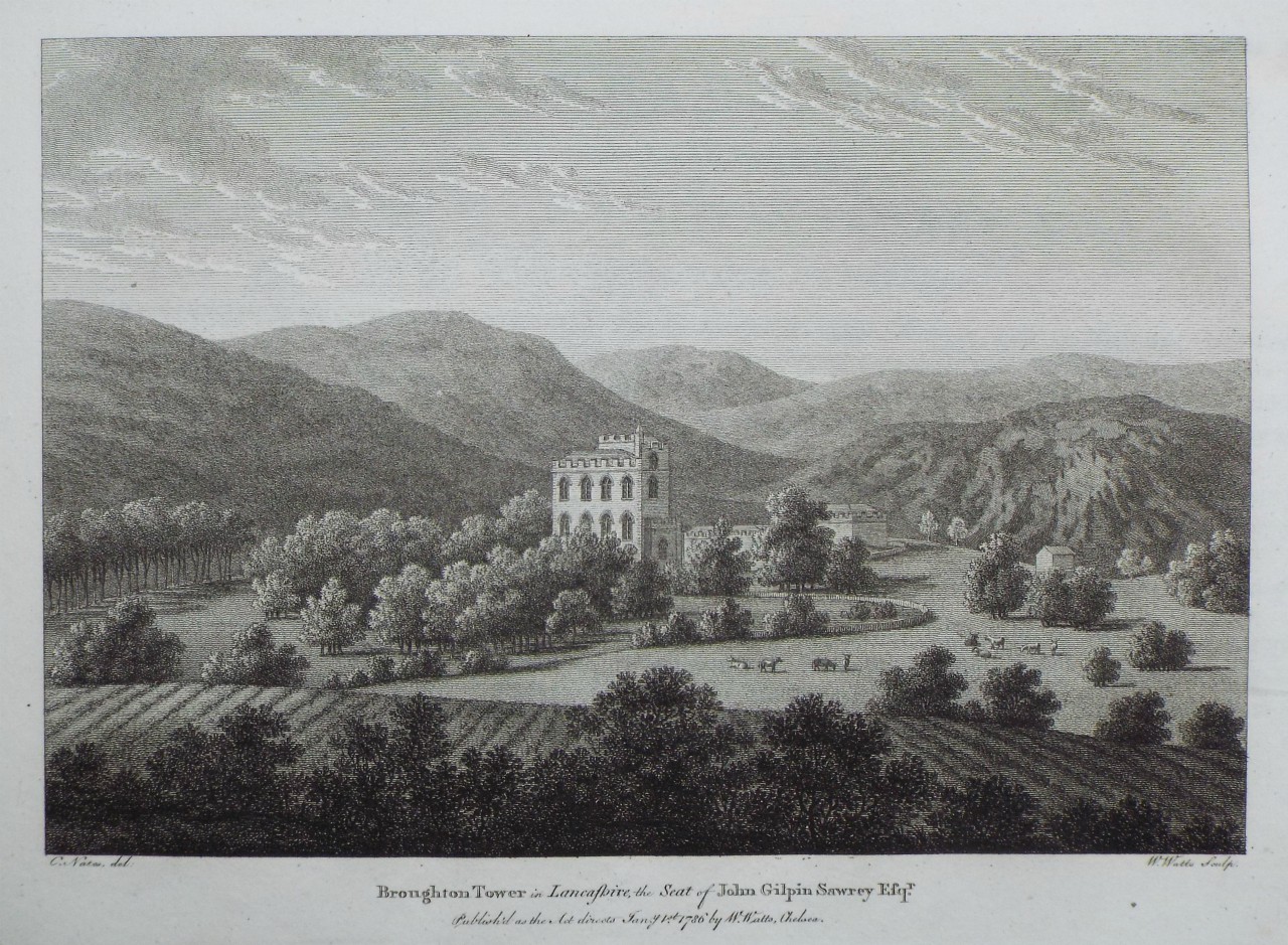 Print - Broughton Tower in Lancashire. the Seat of John Gilpin Sawrey. - Watts