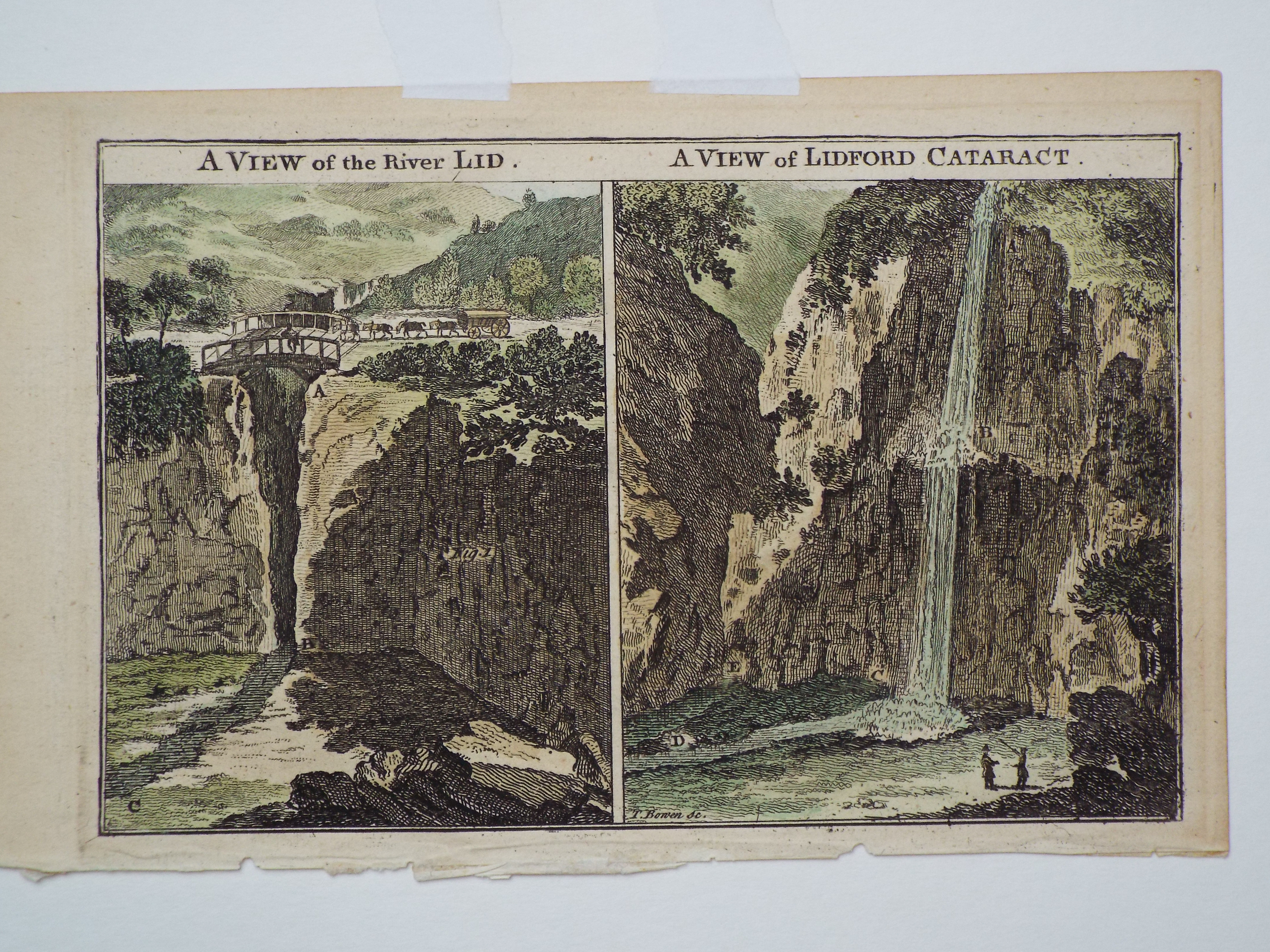 Print - A View of the River Lid. A View of Lidford Cataract - Bowen