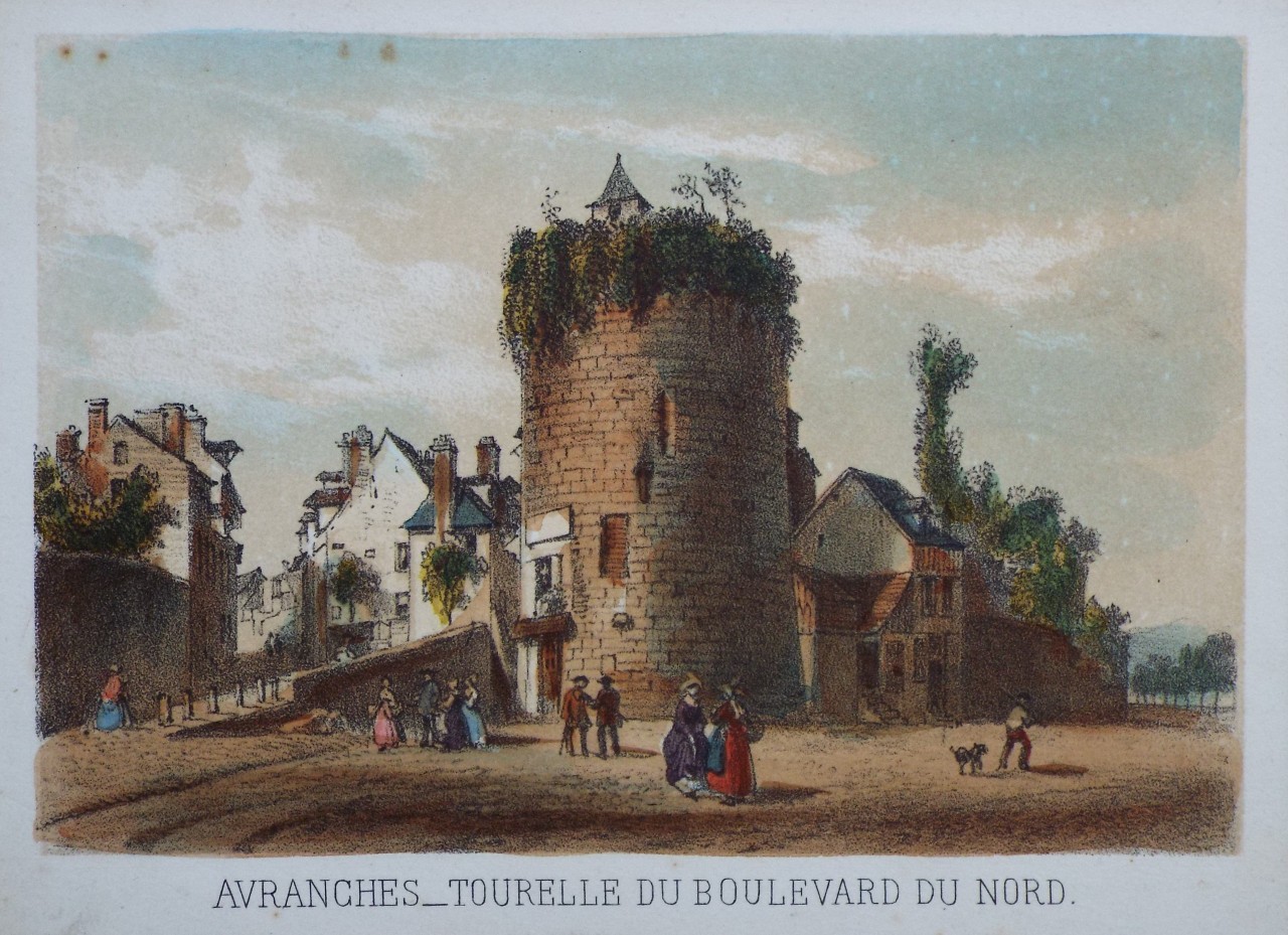 Lithograph - Avranches - Hotel de Ville.Tourelle du Boulevard du Nord.